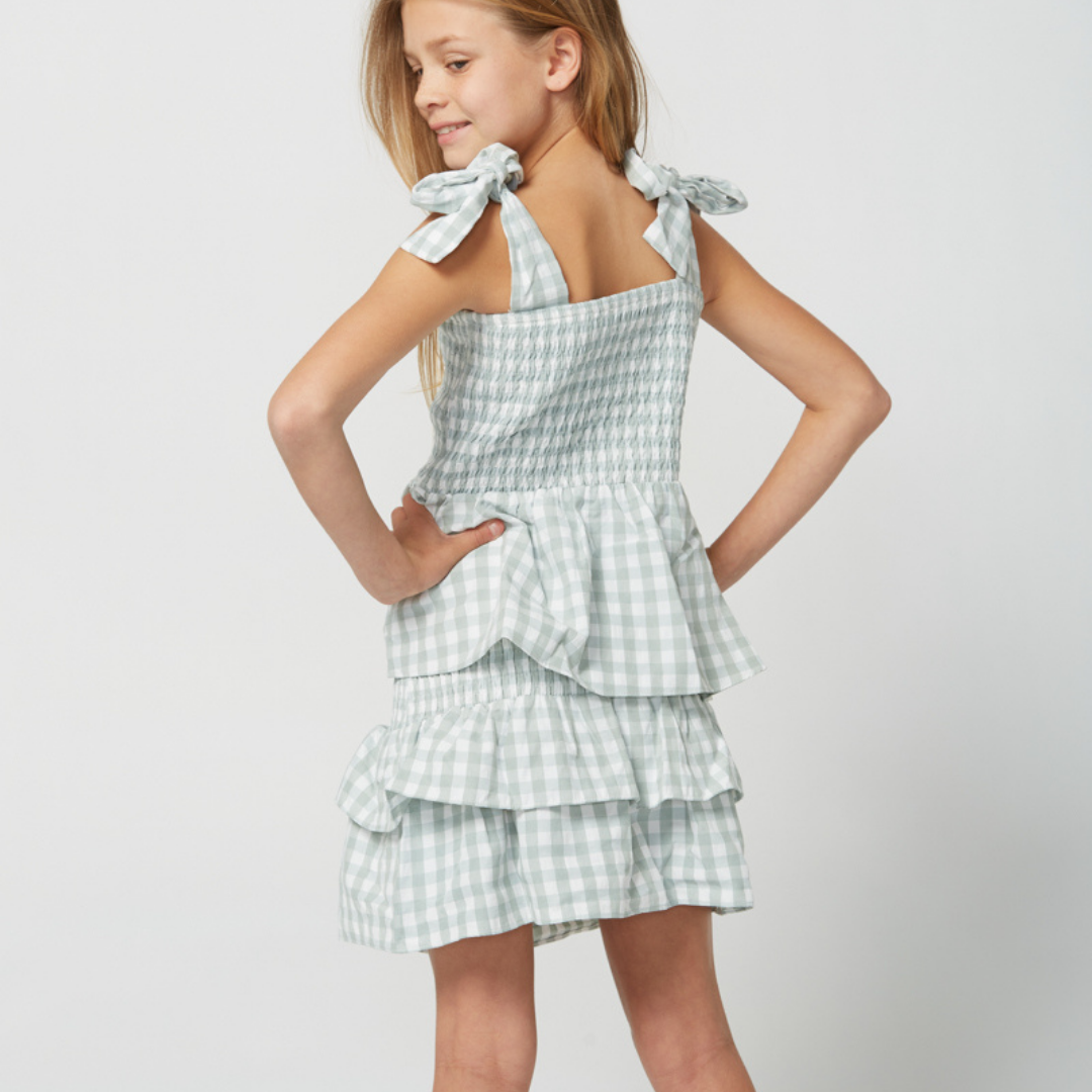 POSITANO TOP IN SOFT SEA GREEN AND WHITE