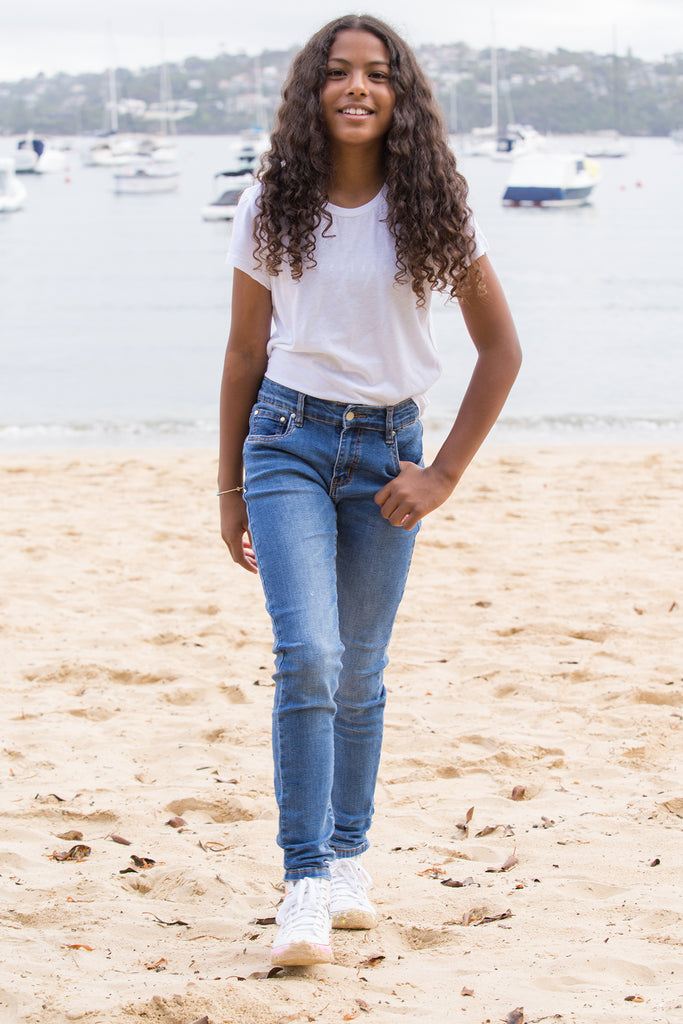 Denim shorts, jeans and tees