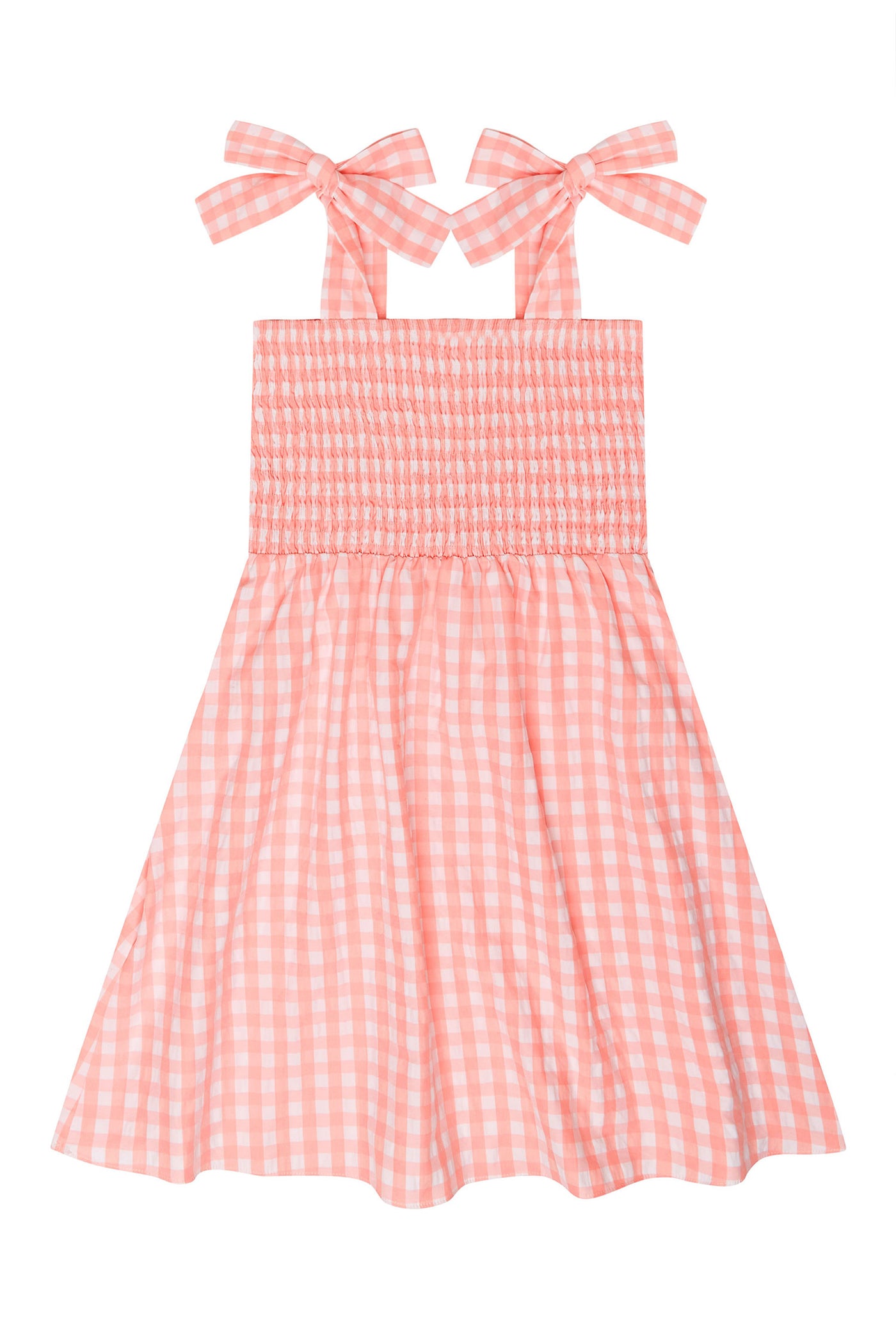 Pink and white gingham dress