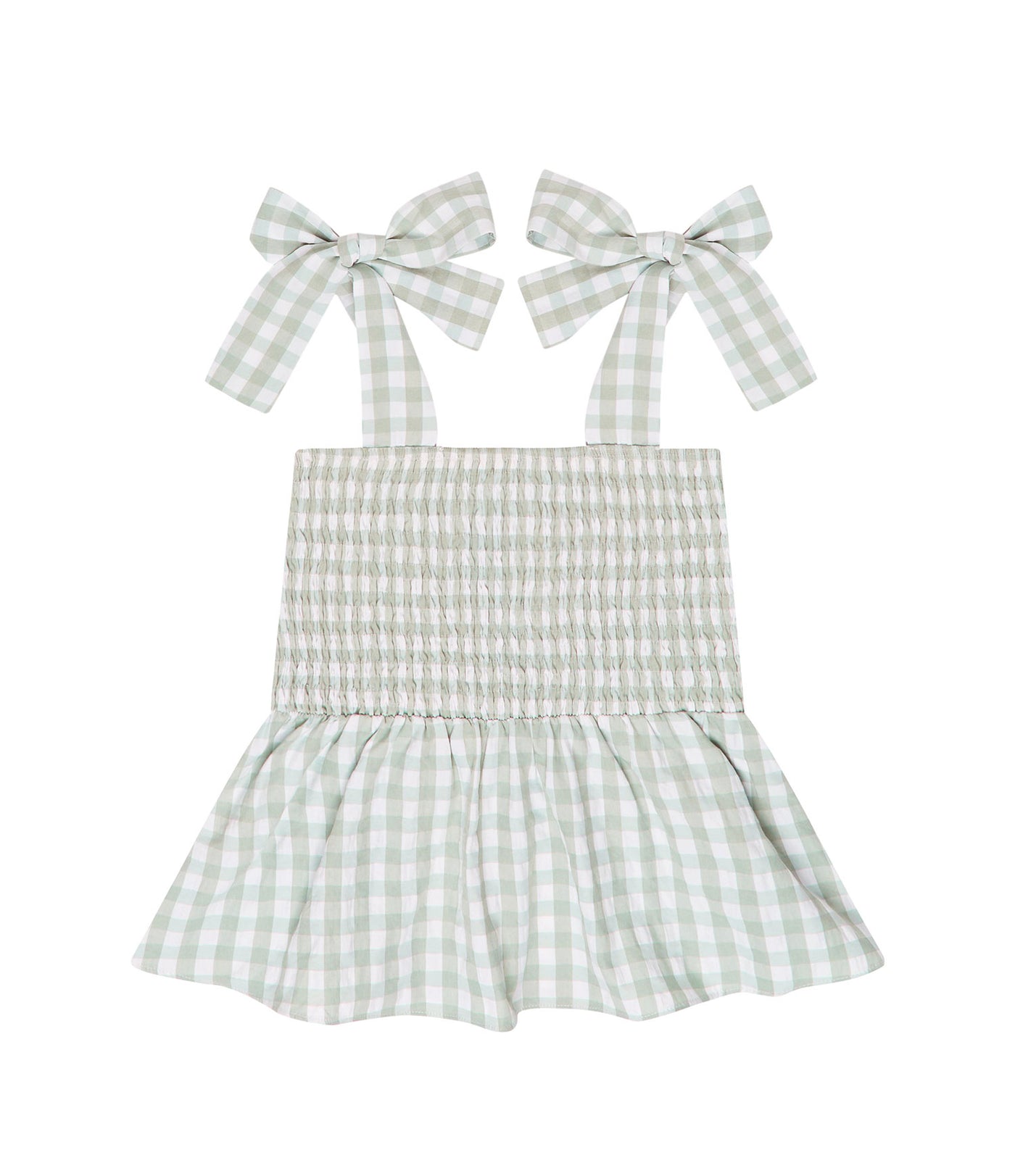 Green and white gingham top