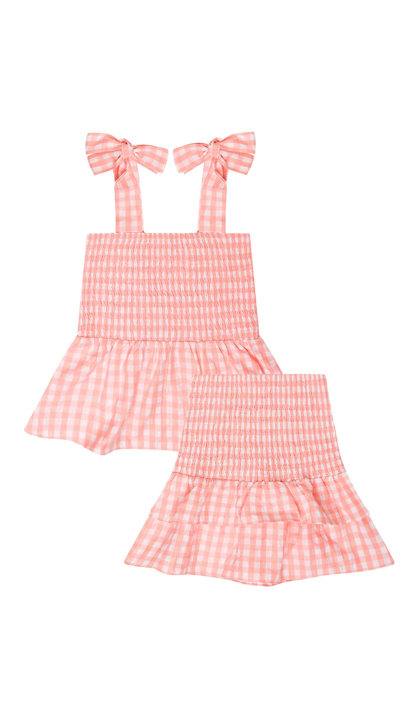 Pink gingham top and skirt